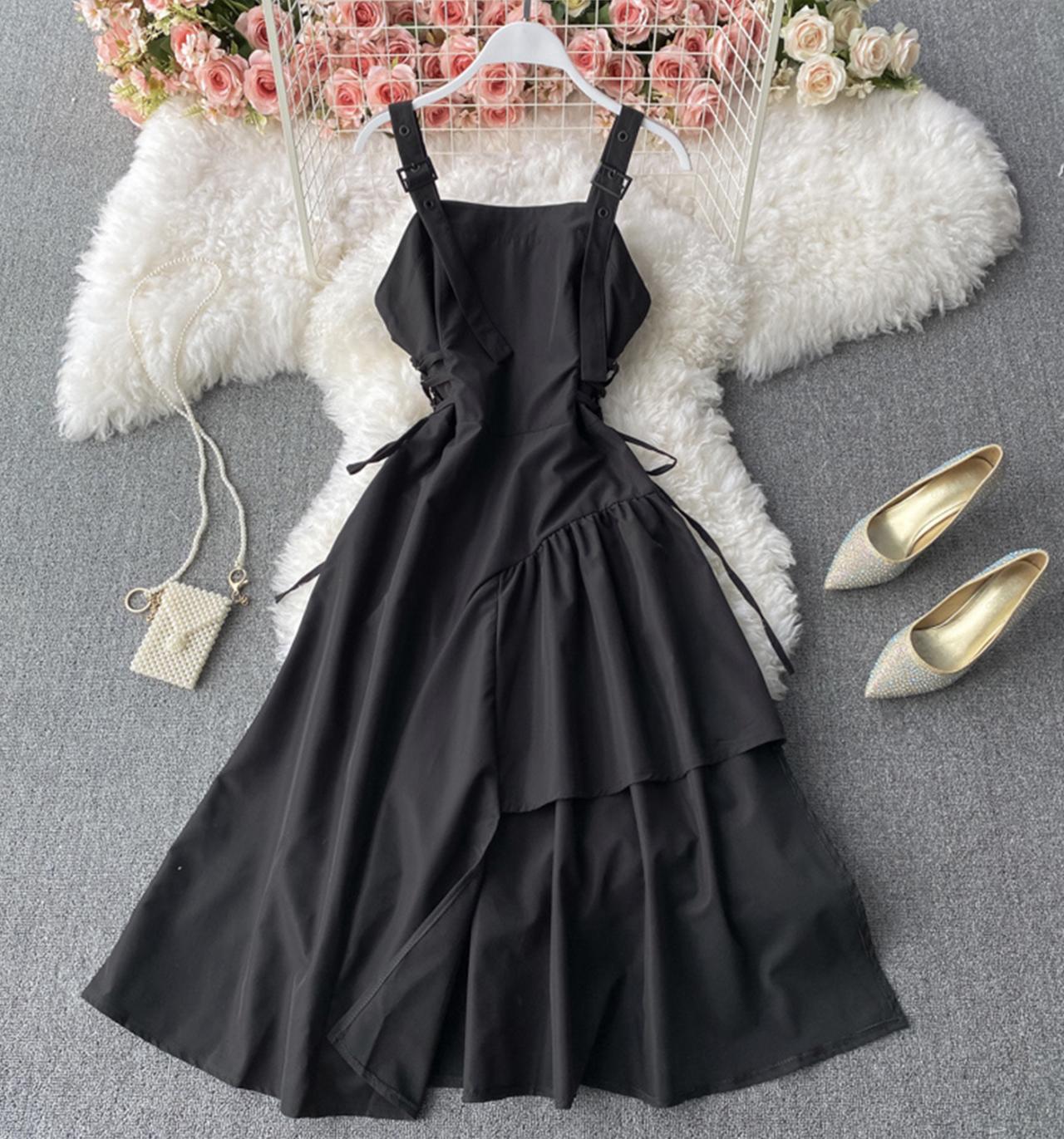 Black A line dress fashion dress 726