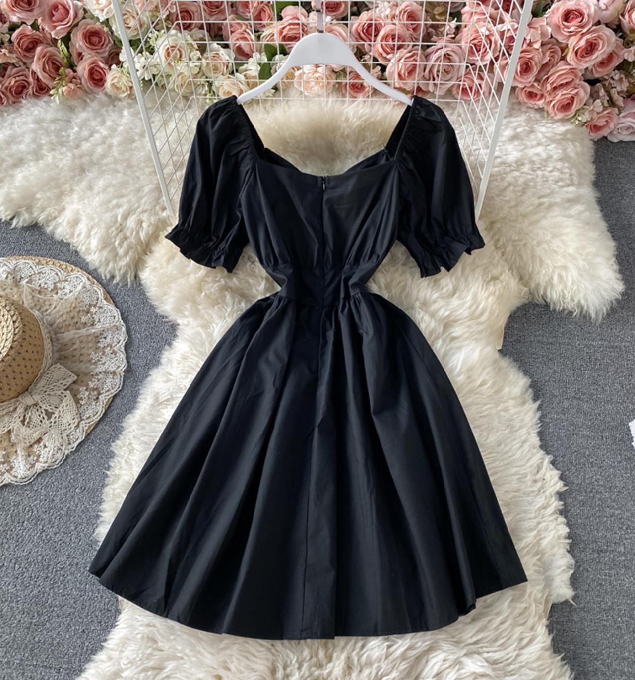 Black A line short dress party dress 715