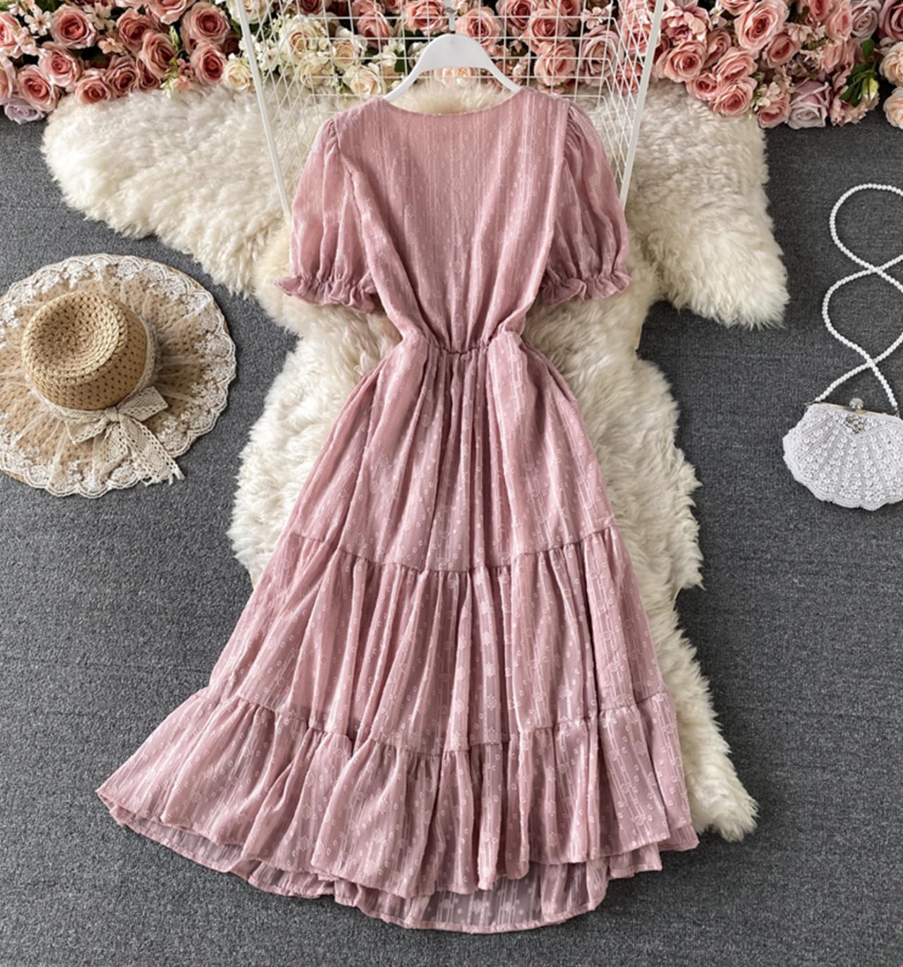 Cute A line v neck short dress fashion dress 698