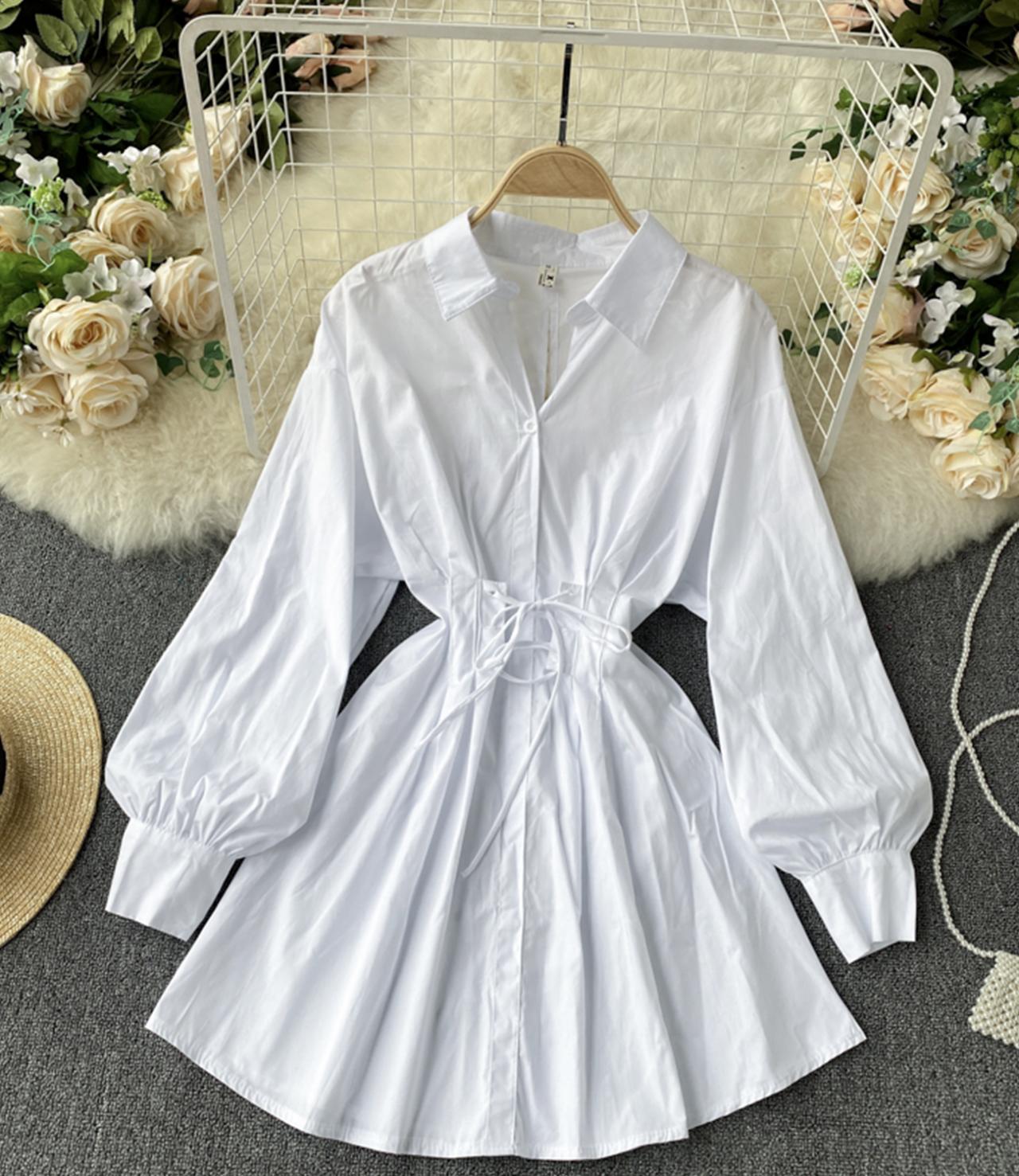 A line lace-up halter shirt dress fashion dress 730