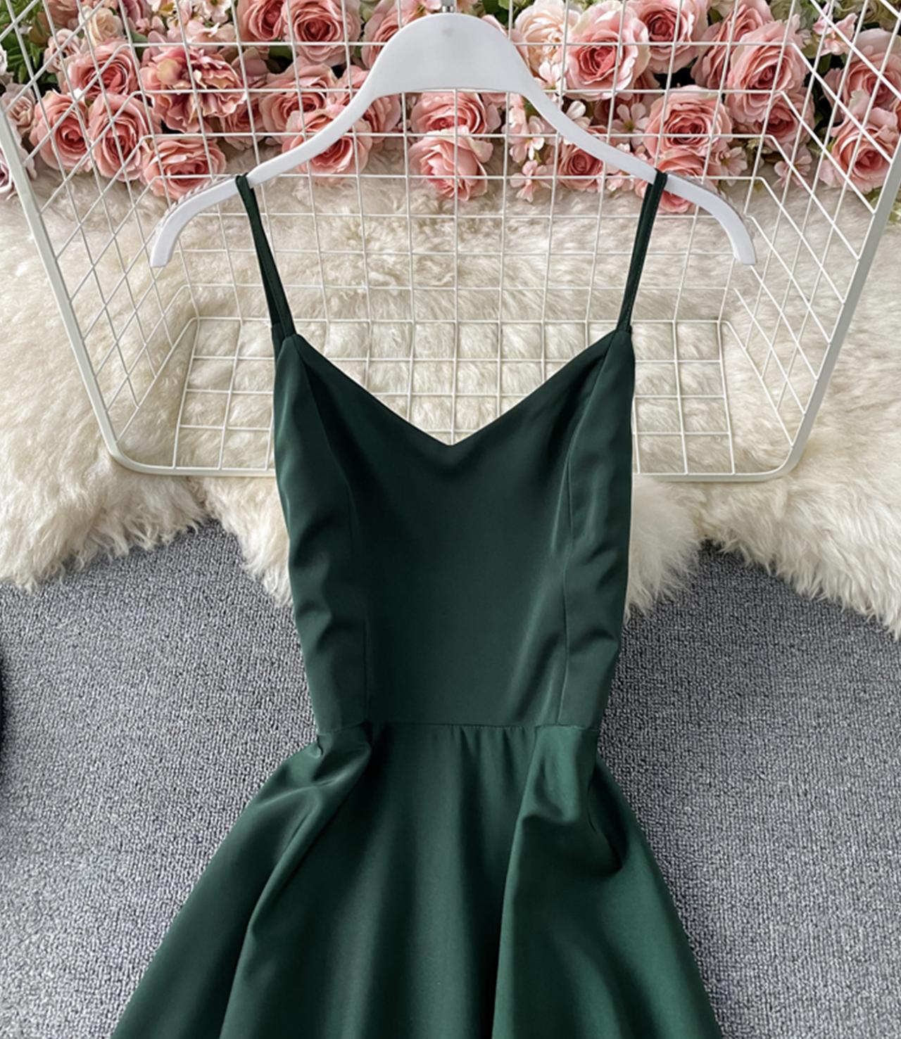 Simple A line v neck dress fashion dress 739