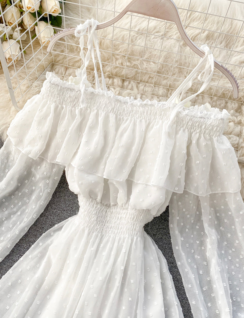 Lovely tulle long sleeve dress A line fashion dress 481