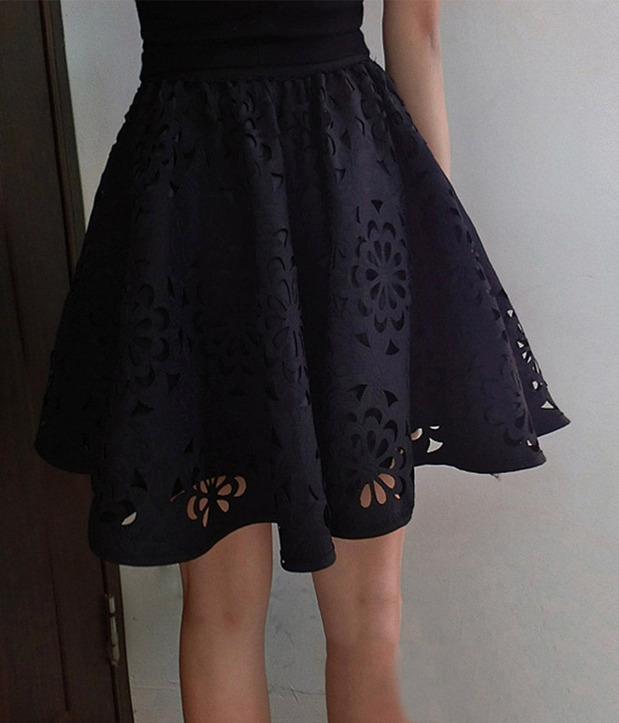 Jupe trapèze mignonne rouge/noire 3506