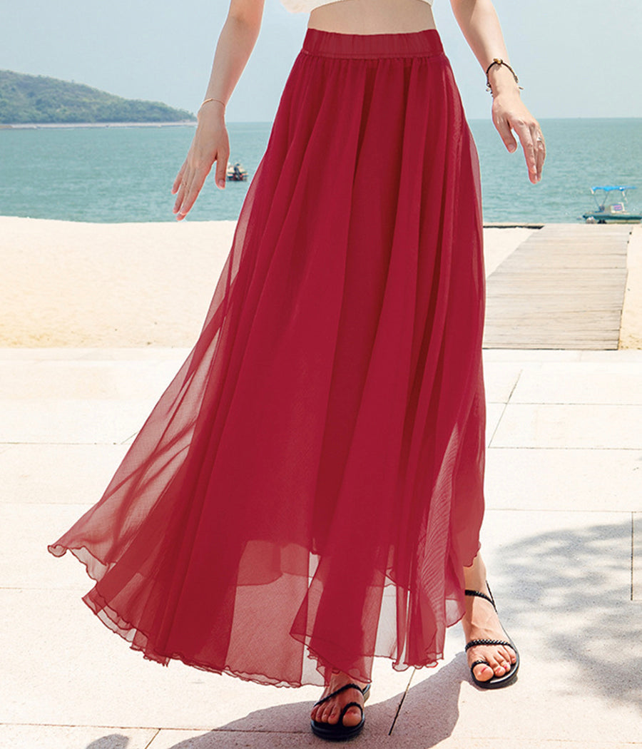 Stylish A line chiffon skirt women's skirt 3509