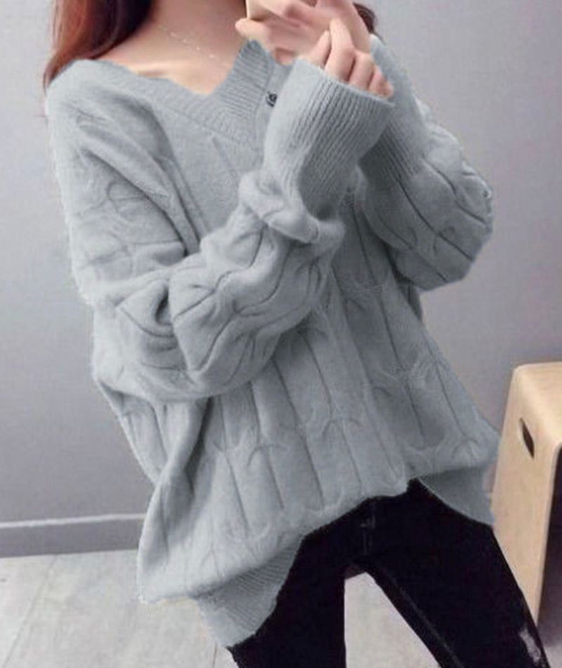 Joli pull à manches longues et col en V 093