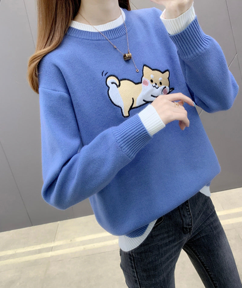 Pull à manches longues avec un joli chat 094