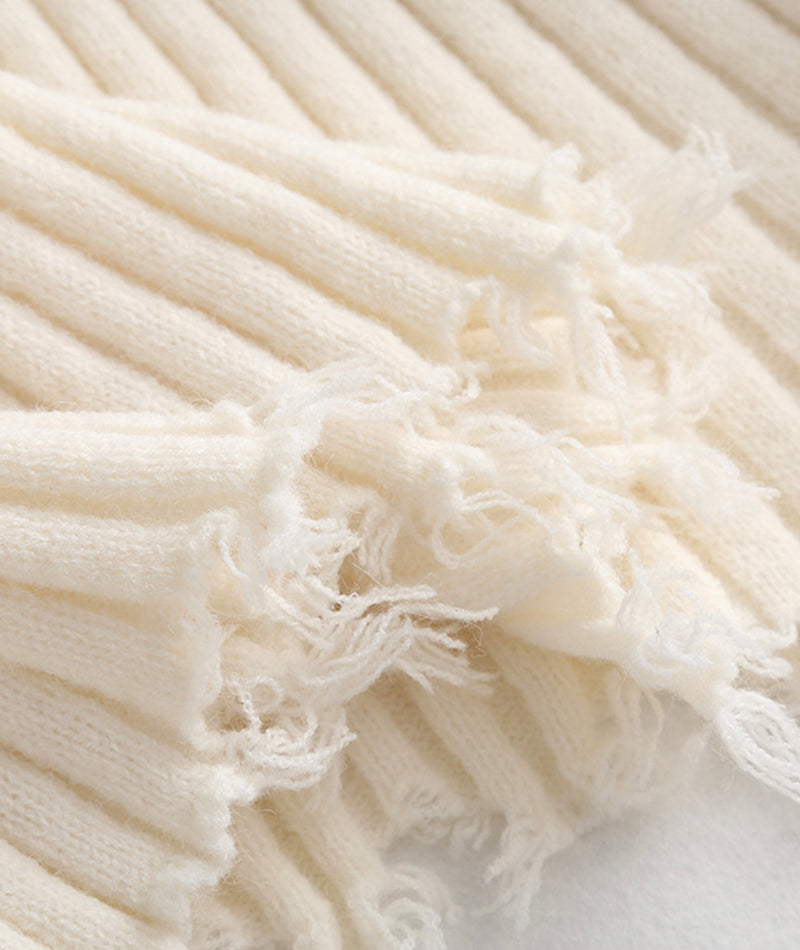 Pull blanc à franges, pull blanc à manches longues, haut 110