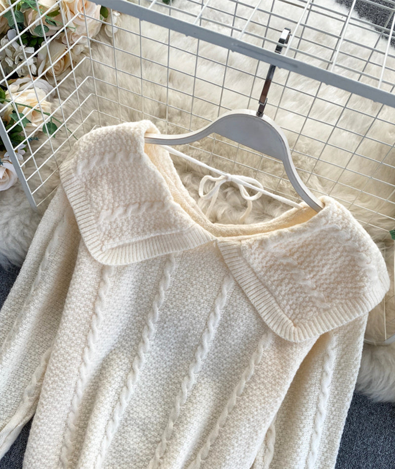 Süßer Revers Pullover Langarm Pullover 075
