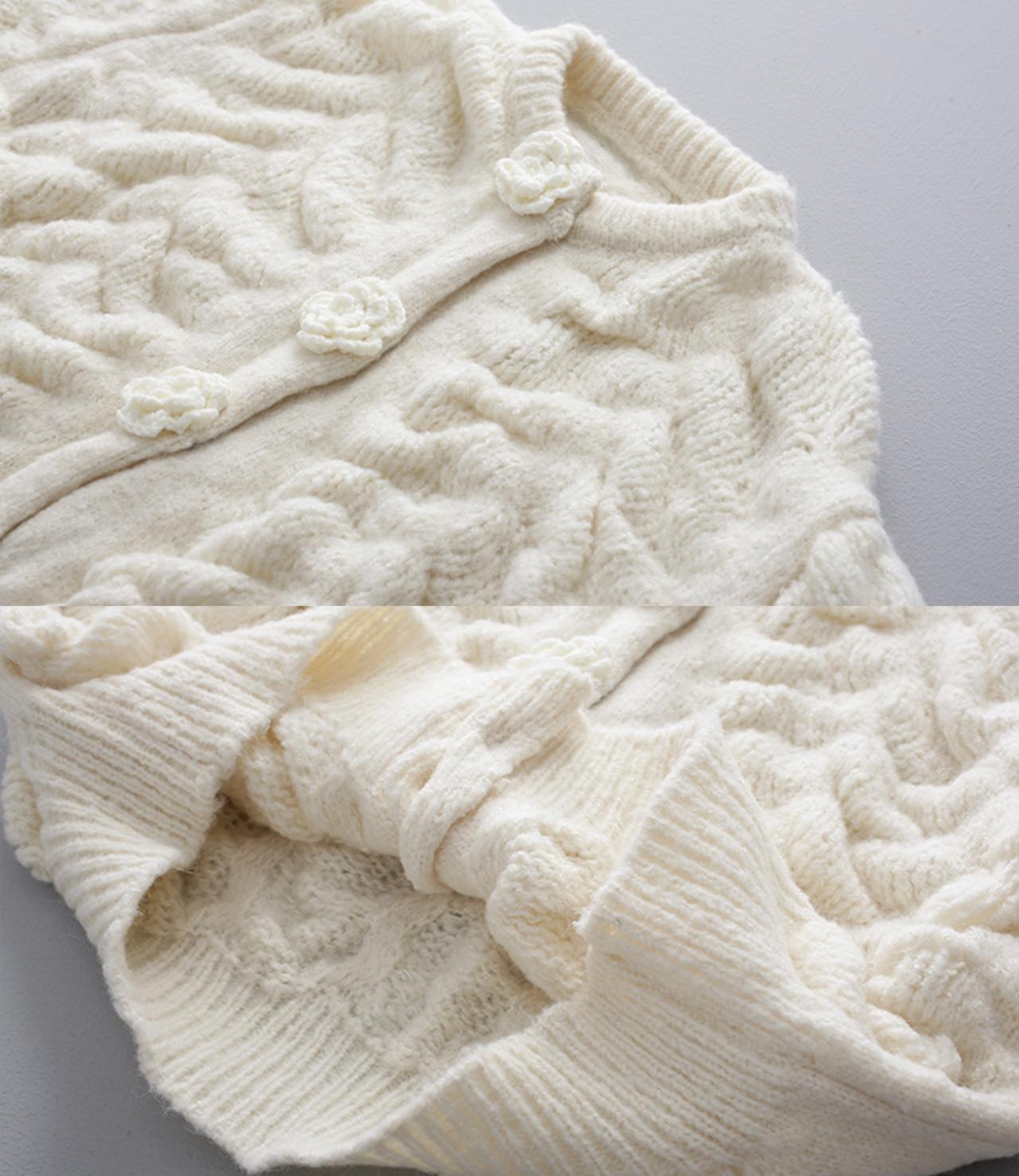 Pull cardigan à manches longues avec de jolies fleurs 027