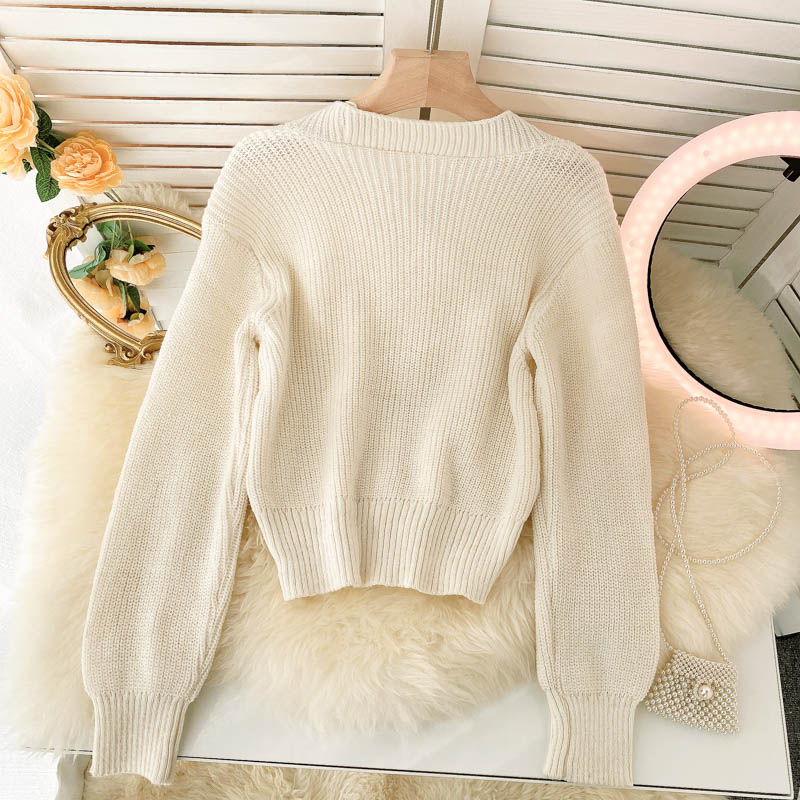 Joli pull cardigan à manches longues avec nœud papillon 009