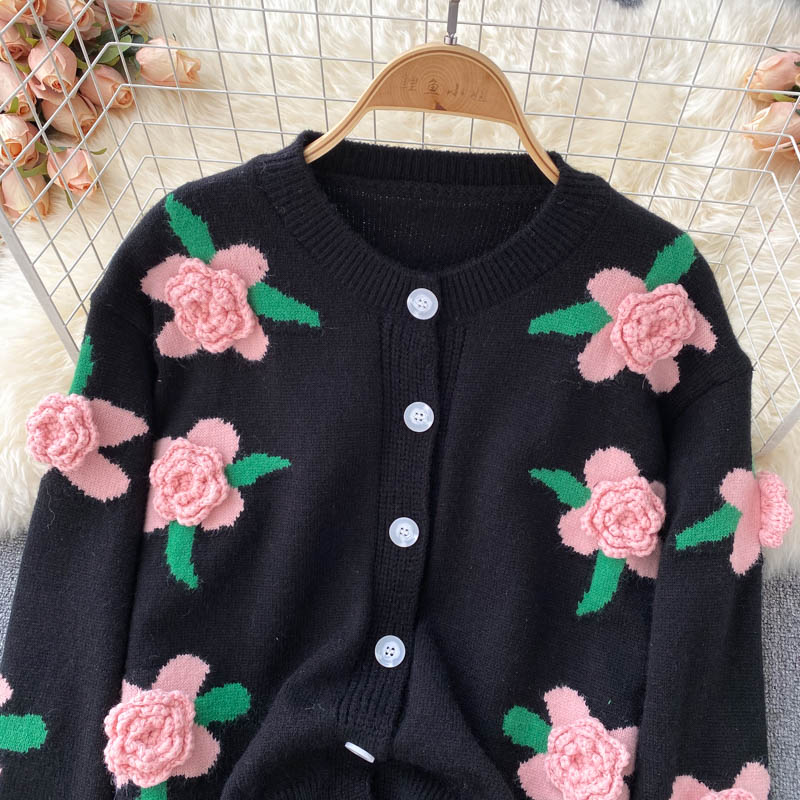 Süße Strickjacke mit langen Ärmeln 003
