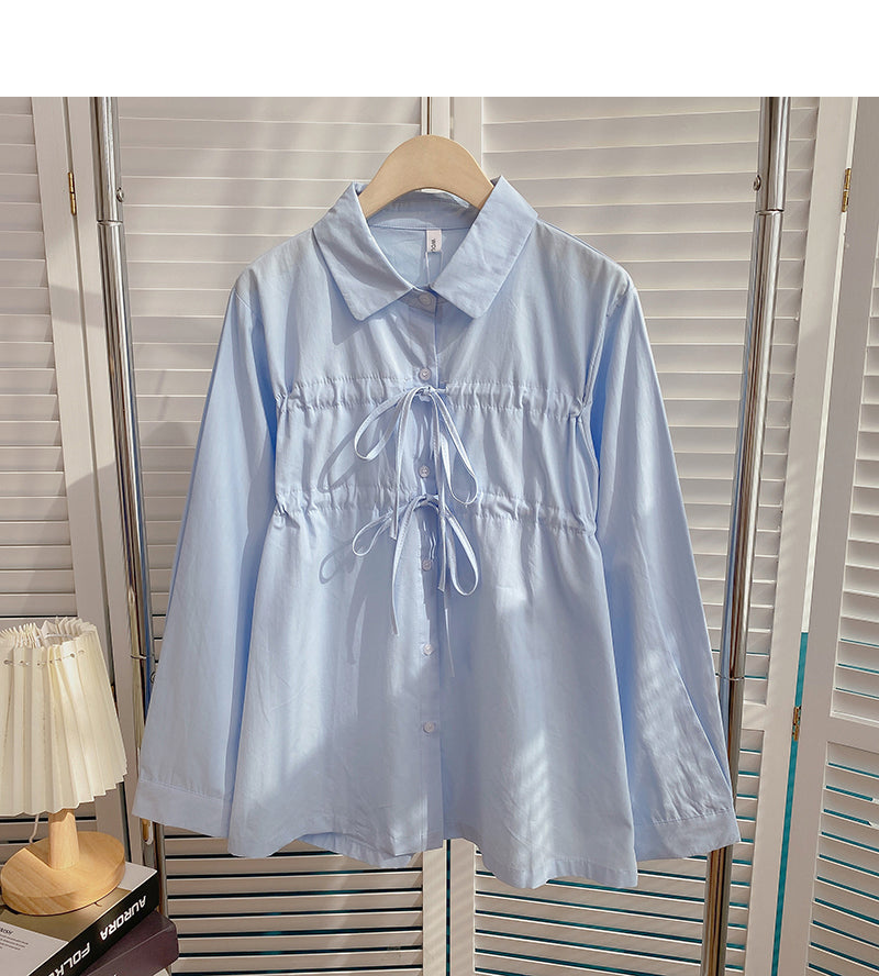 Haut à revers simple boutonnage de style étranger de couleur unie coréenne 6381