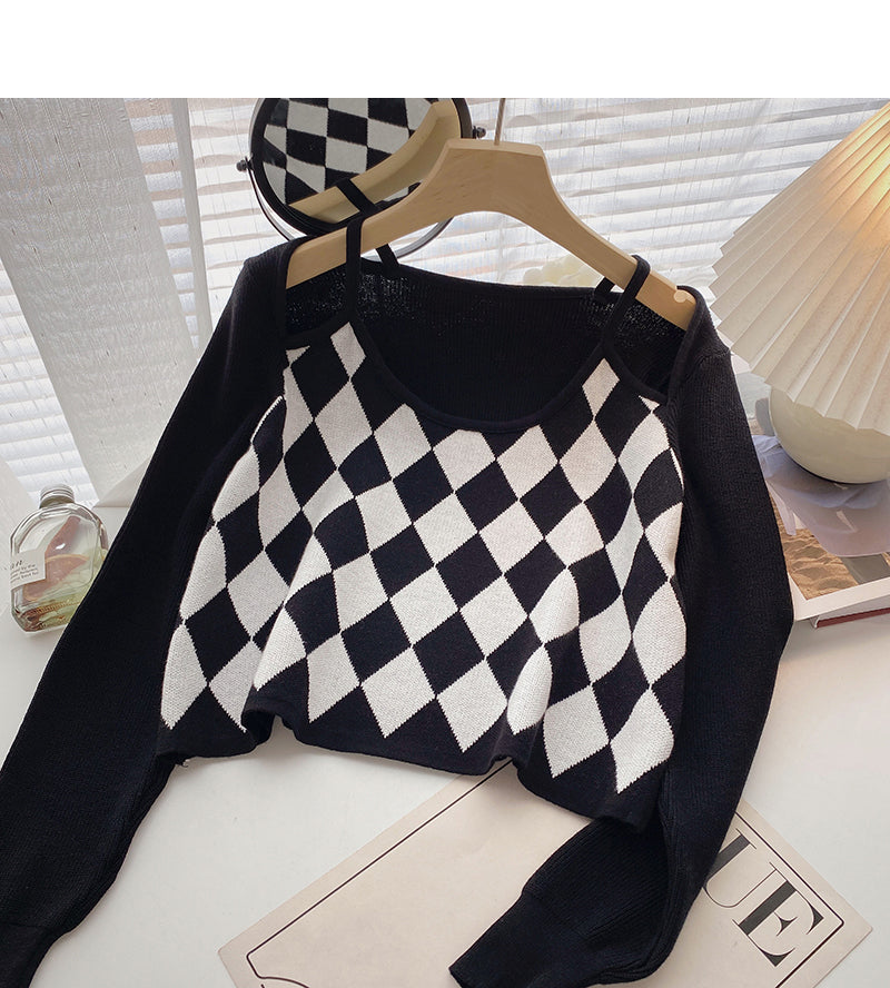 Vintage short contrast long sleeve T-shirt 6540
