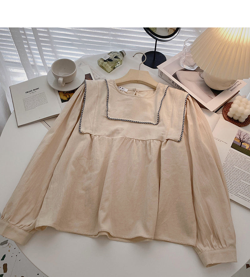 Korean style retro thin long sleeve shirt 6319