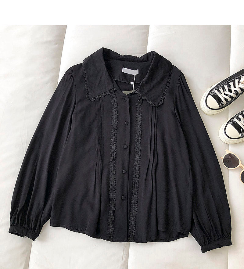 Women's sense of minority solid color shirt 6260
