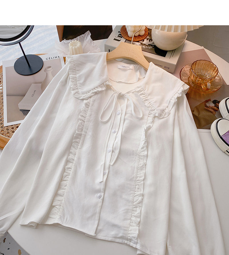 Korean design sense age reducing versatile student top 6365
