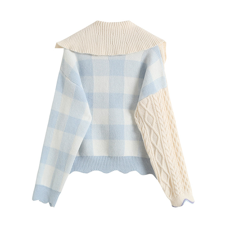 Vintage weich genähter Karo-Polopullover 7481