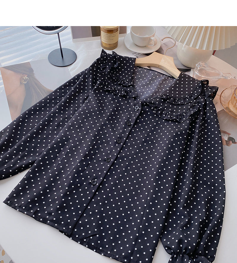 Baby collar lace design aging shirt 6407