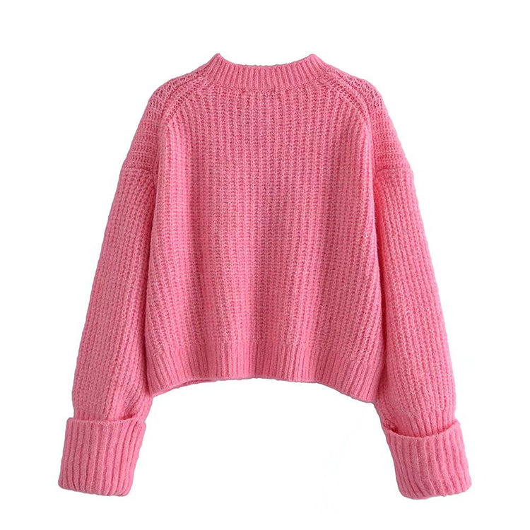 Vielseitiger, lockerer, kurzer Pullover mit Spikes-Stich 7506