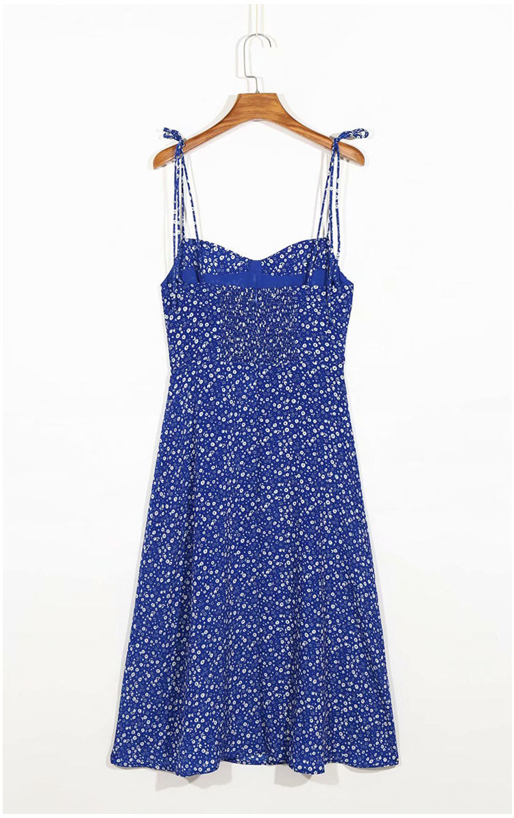 Waist drawstring skirt split sleeveless dress fashion 7102
