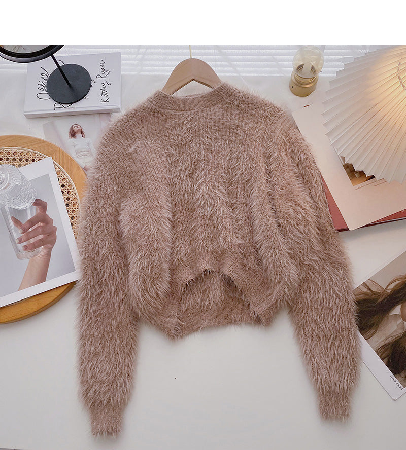 Korean soft waxy lazy and versatile long sleeve Pullover Top 5952