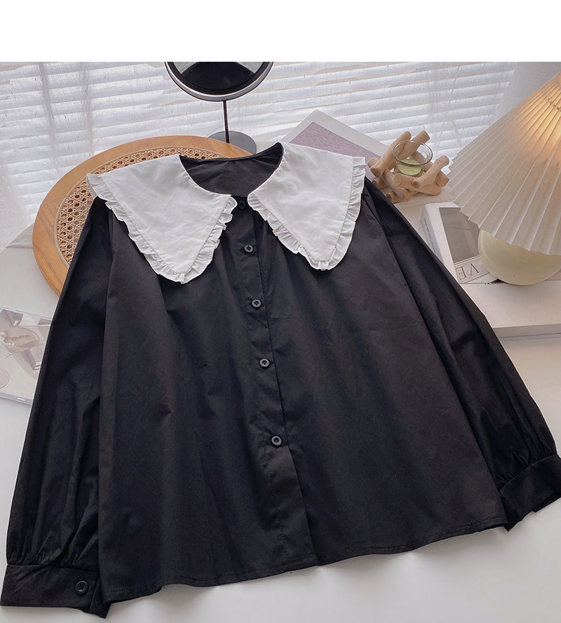 New Korean version of xiaozhonggang style casual loose top 6395