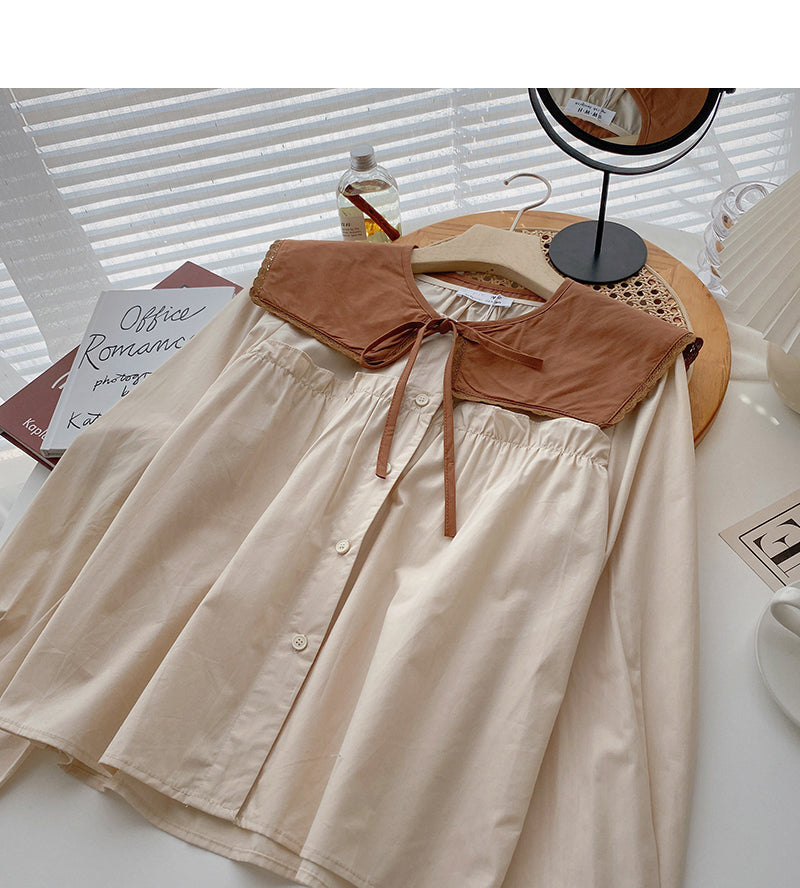 Design sense niche shirt doll collar detachable 6295