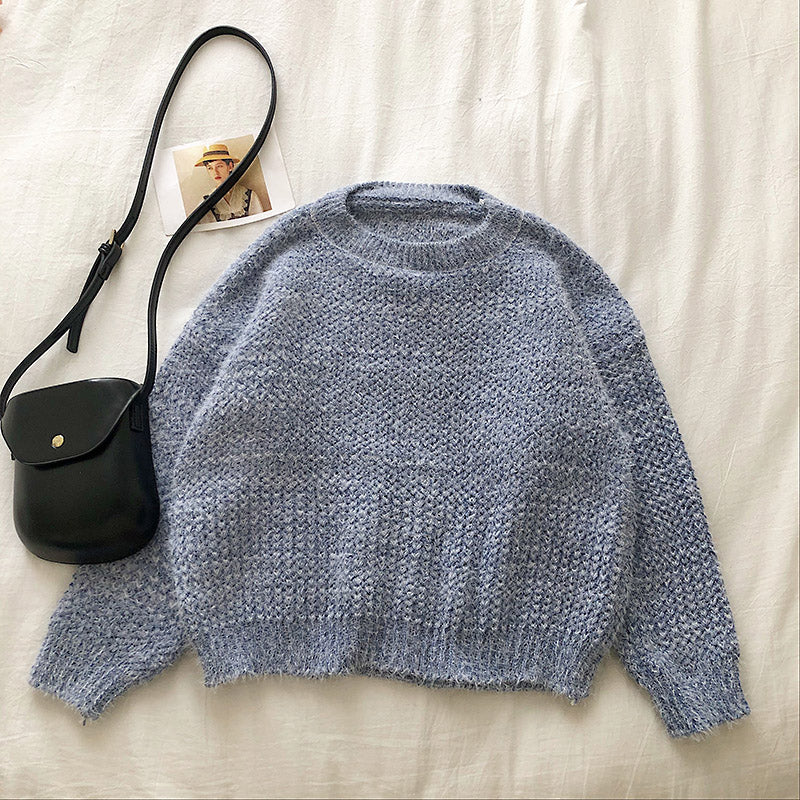 New Korean student loose round neck top 5835