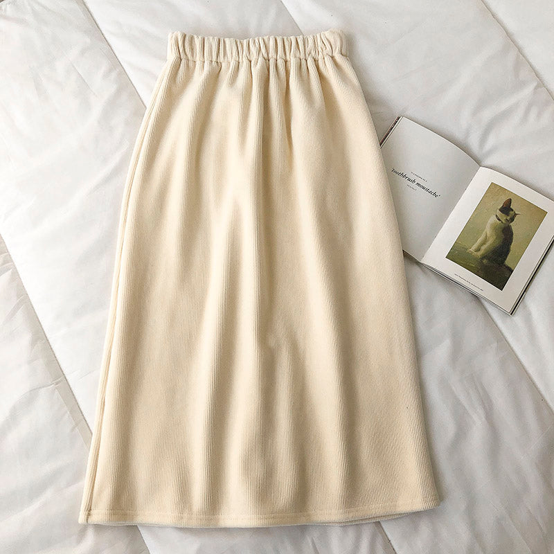 New slim and versatile flocked medium and long A-line skirt 5678