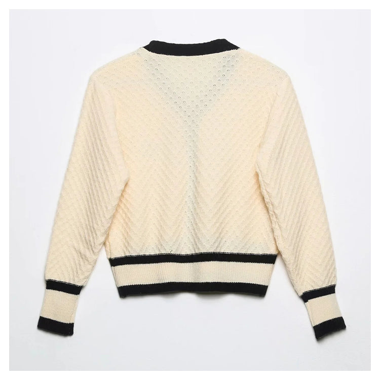 Button knitted cardigan jacket fashion versatile slim sweater 7274