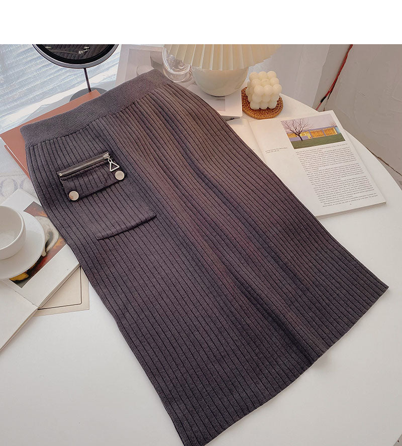 Design: Hong Kong style high waist split Hip Wrap Skirt 5755