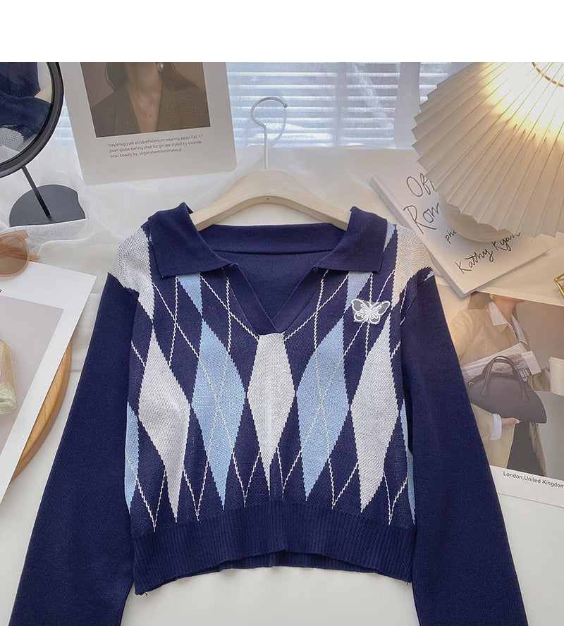 T-shirt à manches longues avec nœud de couleur contrastée montrant un haut court et fin 6523