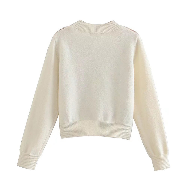 Lässiger Cardigan mit Karomuster in Kontrastfarbe 7514