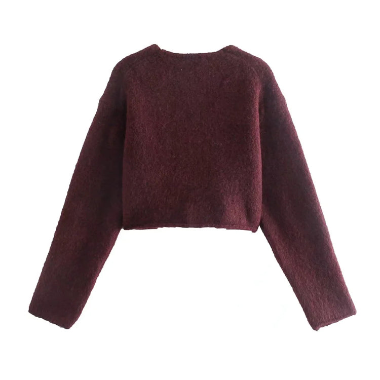 Neuer vielseitiger Kurzpullover mit V-Ausschnitt 7473