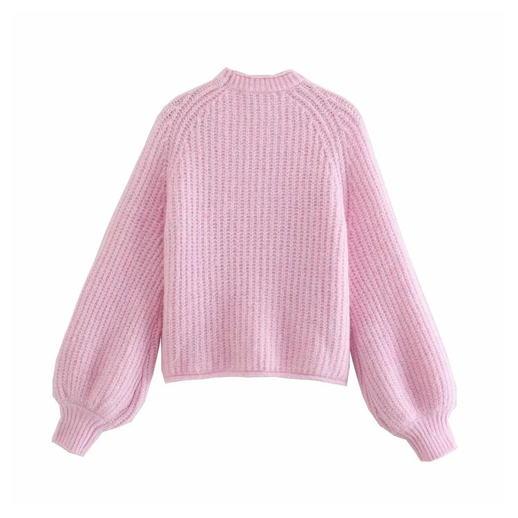 New sweet loose pink spike knit sweater 7316