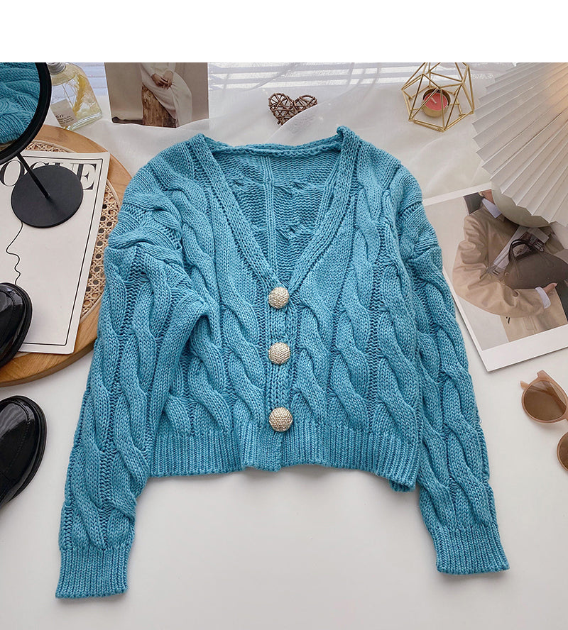 Pull torsadé tricoté version coréenne style paresseux 6129