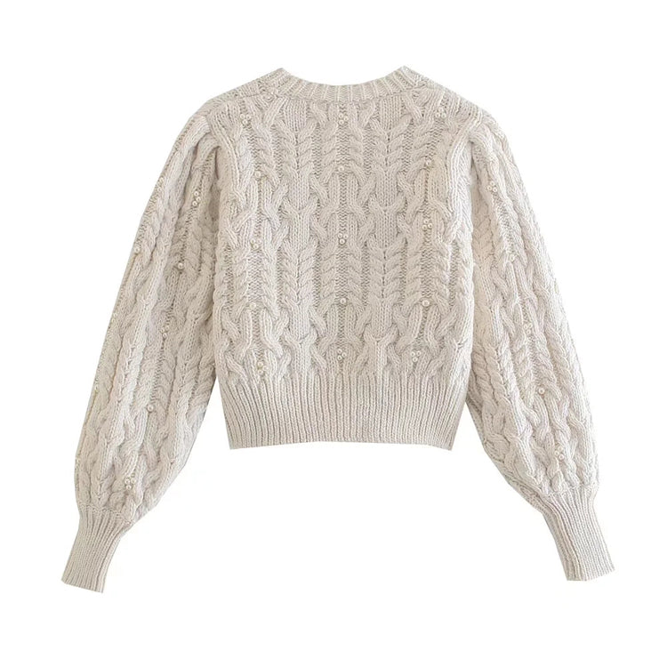 Süße Strickjacke mit Kunstschmuckknöpfen 7472