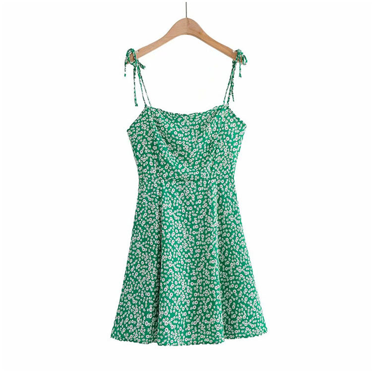Holiday style backless sexy Floral Dress 7093