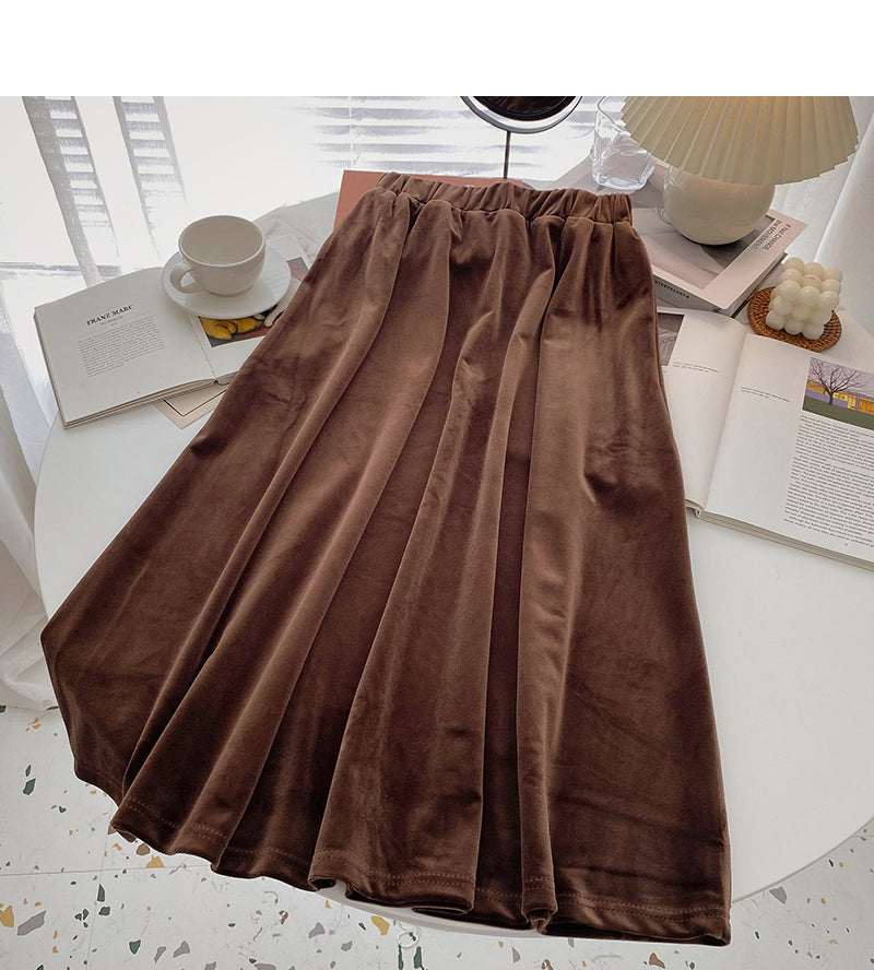 Korean version of Hong Kong style, versatile A-line skirt 5742