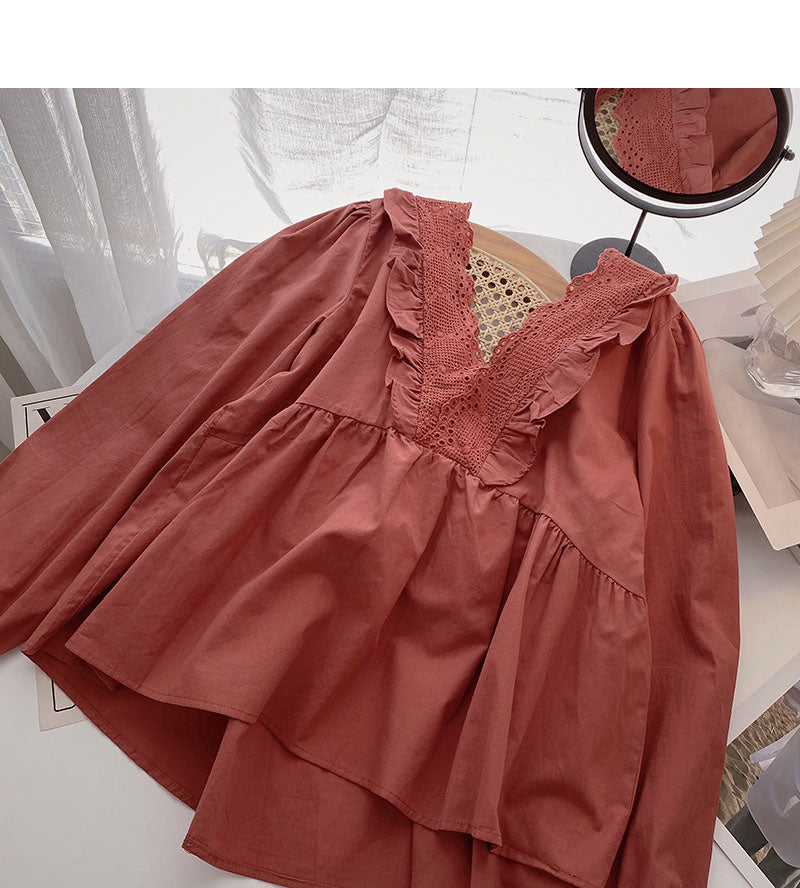 Nouveau haut de gamme pour femme au design coréen, chemise de poupée française 6275