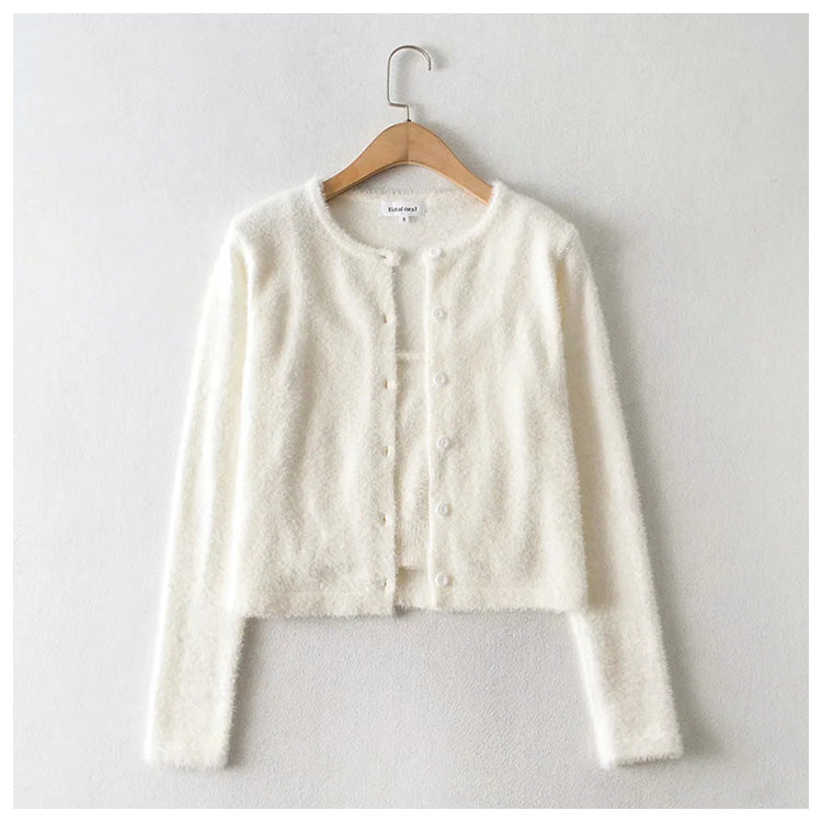 Aging sweet simple button solid color sweater cardigan 7210