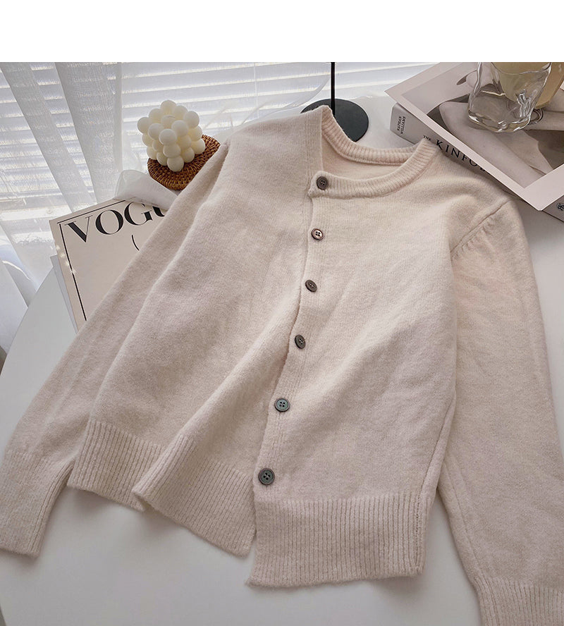 Single breasted irregular design fashion lazy loose top 5899