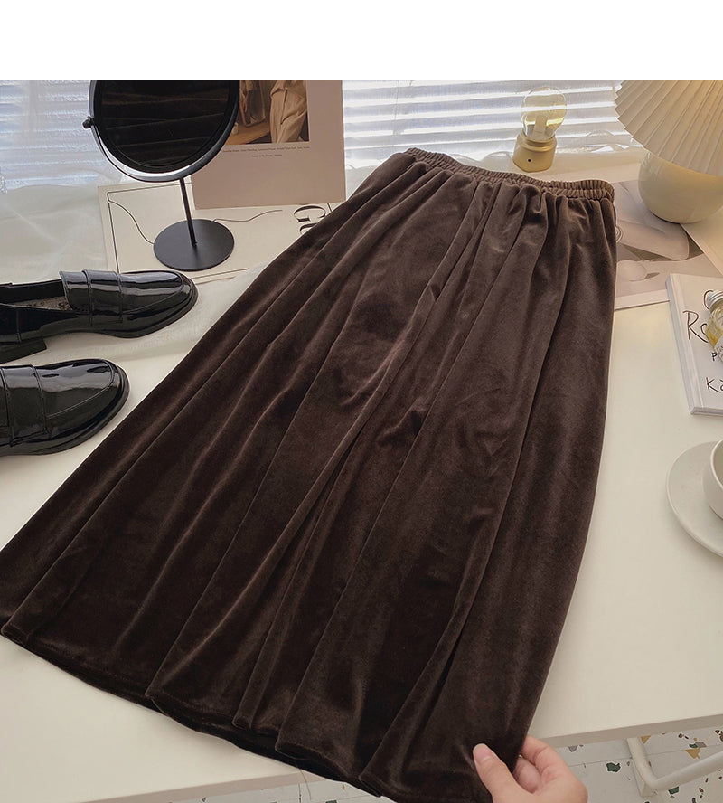 Korean slim and versatile comfortable high waist A-line skirt 5743
