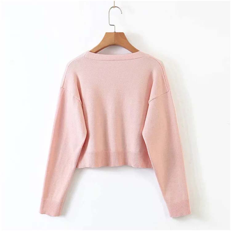 Pull ample brodé de cerises, joli haut universitaire 7209