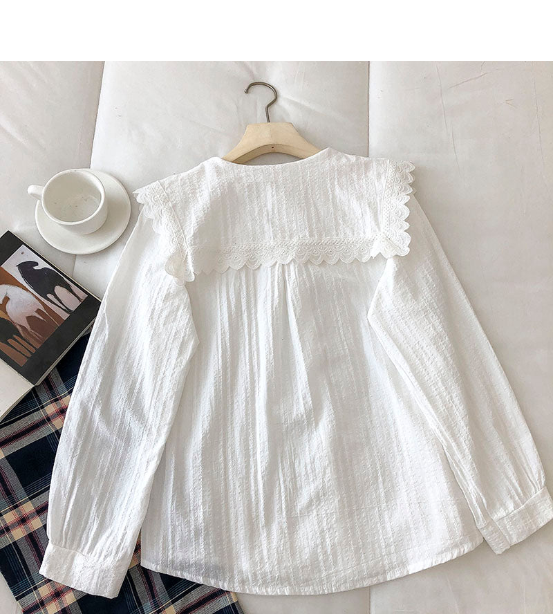 French niche doll collar shirt looks thin 6253