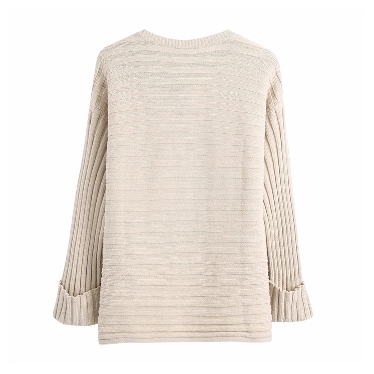 Nouveau tricot côtelé polyvalent à la mode avec bouton 7301