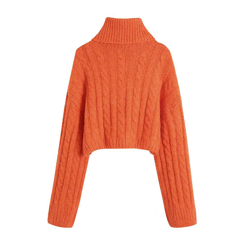 Vielseitiger achtreihiger kurzer Pullover mit freiliegendem Bauchnabel 7484