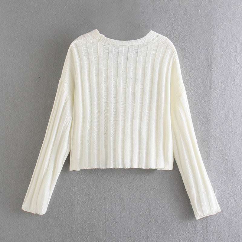 Lazy Style Retro vielseitiger kurzer Pullover Pullover Top 7519