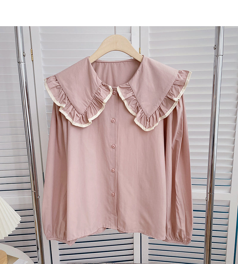 Baby collar lace shirt aging thin long sleeve top fashion 6411