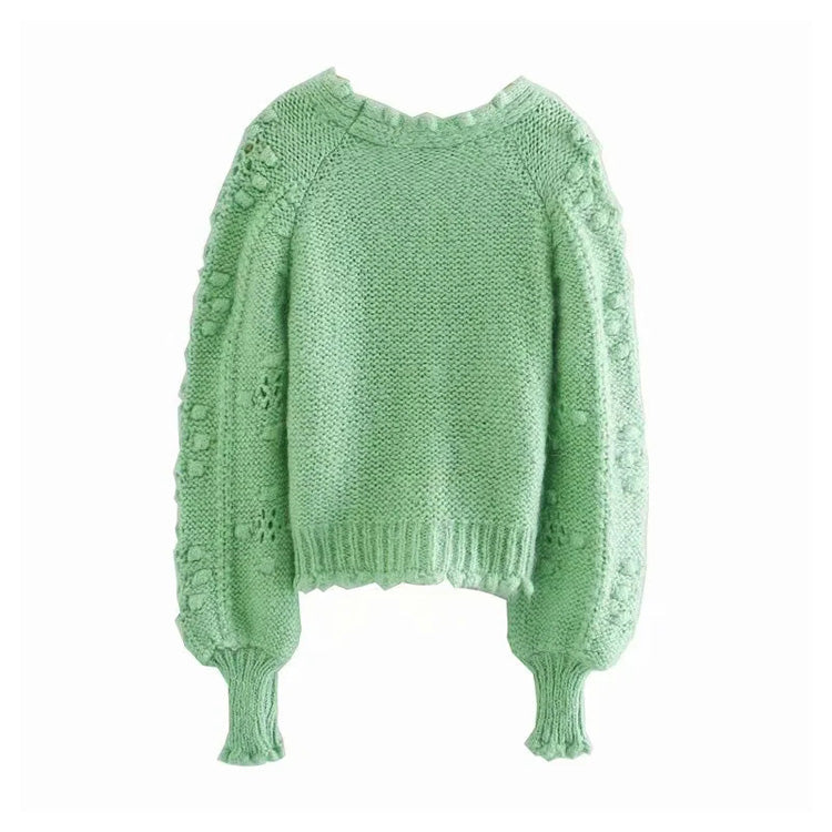 Neue Strickjacke 7253 mit kugelförmigen ausgehöhlten künstlichen Schmuckknöpfen
